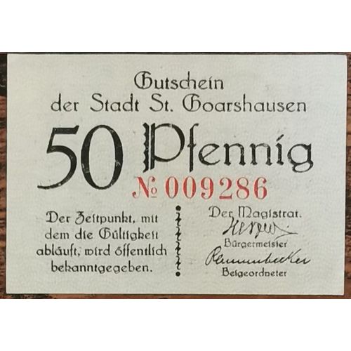 Billet Allemagne 50 Pfennig 1920 Sankt Goarshausen S13.1