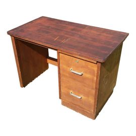 Bureau Ancien Bois Massif Marron