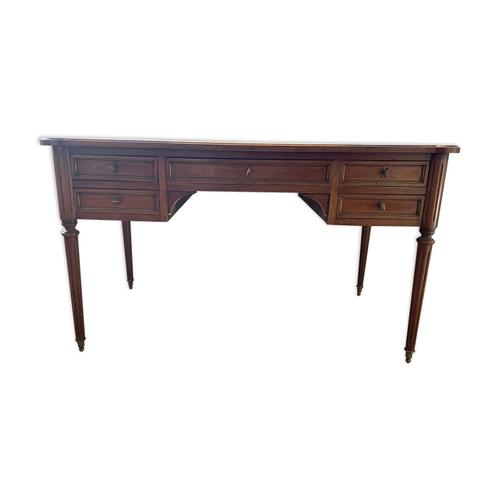 Bureau Ancien Louis Xvi Merisier Massif Marron