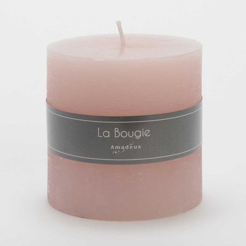Bougie gros cylindre rose 10 X 10 cm (lot de 6)