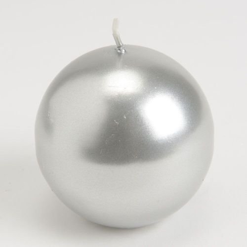 Bougie sphère 7 cm argent (lot de 6)