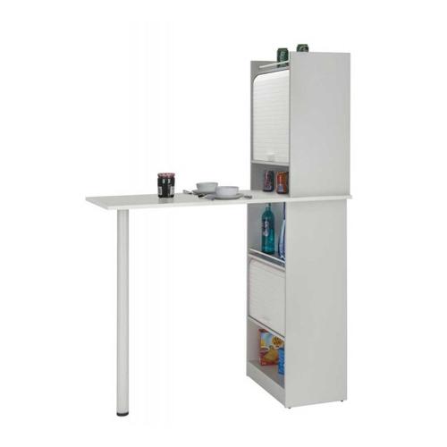 Table Comptoir De Cuisine + Meubles Rangement Blanc - Lufay