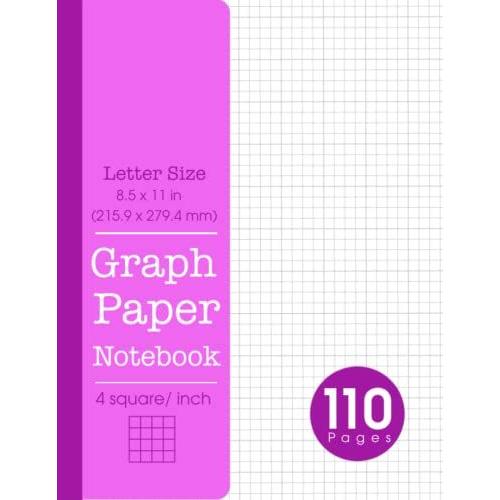 Graph Paper Notebook: Composition School Book 1/4 In Squares 0.25" Grid Lines With 110 Pages Blank Quad Ruled, Squared Graphing Paper, Double Slide, ... Perfect Binding, 8.5" X 11" (216 X 279 Mm)