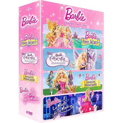 Barbie - Coffret 4 Films : Barbie Et La Porte Secrète + Barbie Et Le Cheval Magique + Barbie Apprentie Princesse + Barbie - La Magie De La Mode - Pack