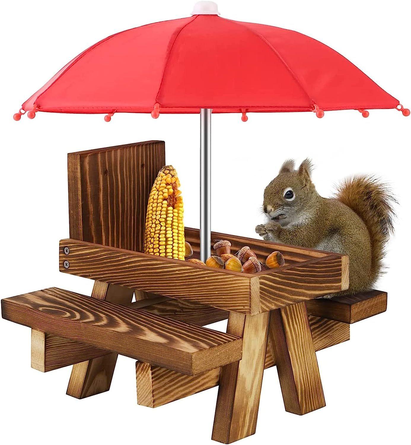Mangeoire pour écureuils en bois naturel