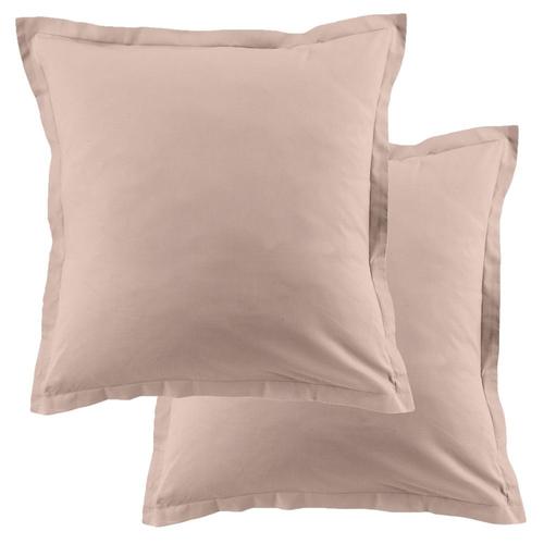 Lot De 2 Taies D'oreiller 63x63 Cm Carrée 100% Coton 57 Fils Blush