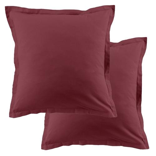 Lot De 2 Taies D'oreiller 63x63 Cm Carrée 100% Coton 57 Fils Cerise