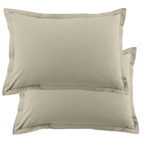 Lot De 2 Taies D'oreiller 50x70 Cm Rectangle 100% Coton 57 Fils Latte