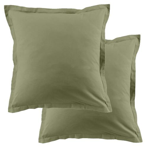 Lot De 2 Taies D'oreiller 63x63 Cm Carrée 100% Coton 57 Fils Verveine