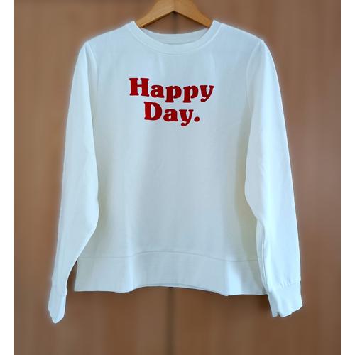 Sweat Creme Happy Day. Tex. Coton. Polyester. Taille M / 38