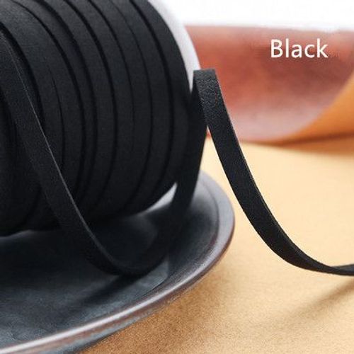 Cordon Plat En Faux Daim Tressé En Cuir,5yards,5mm,Pour Ceinture En Velours Coréen Pour La Fabrication De Bijoux,Bricolage,Bracelet Fait À La Main - Type Black