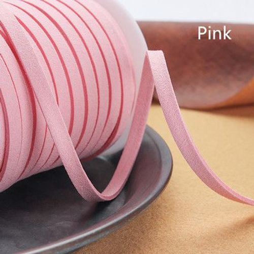 Cordon Plat En Faux Daim Tressé En Cuir,5yards,5mm,Pour Ceinture En Velours Coréen Pour La Fabrication De Bijoux,Bricolage,Bracelet Fait À La Main - Type Pink