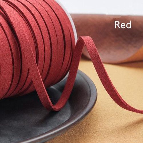 Cordon Plat En Faux Daim Tressé En Cuir,5yards,5mm,Pour Ceinture En Velours Coréen Pour La Fabrication De Bijoux,Bricolage,Bracelet Fait À La Main - Type 27 Red