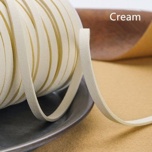 Cordon Plat En Faux Daim Tressé En Cuir,5yards,5mm,Pour Ceinture En Velours Coréen Pour La Fabrication De Bijoux,Bricolage,Bracelet Fait À La Main - Type Cream