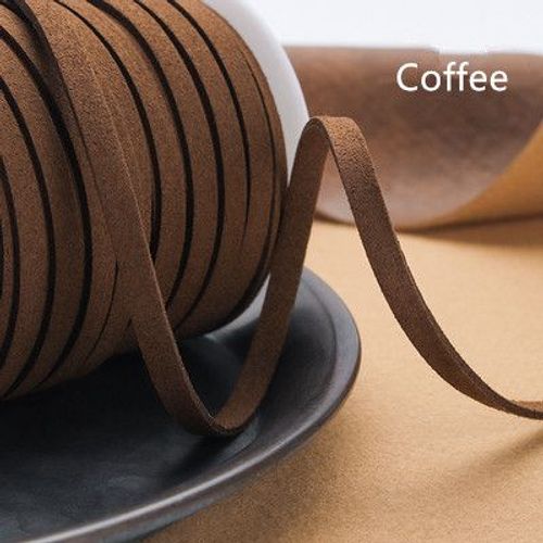Cordon Plat En Faux Daim Tressé En Cuir,5yards,5mm,Pour Ceinture En Velours Coréen Pour La Fabrication De Bijoux,Bricolage,Bracelet Fait À La Main - Type Coffee