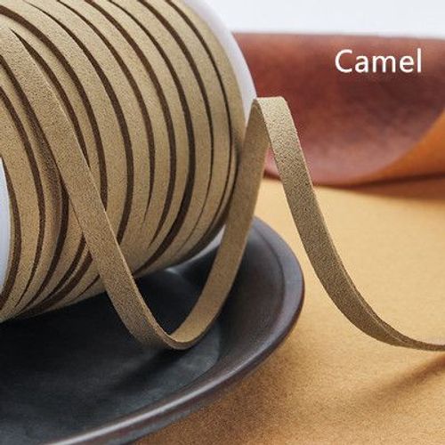Cordon Plat En Faux Daim Tressé En Cuir,5yards,5mm,Pour Ceinture En Velours Coréen Pour La Fabrication De Bijoux,Bricolage,Bracelet Fait À La Main - Type Camel