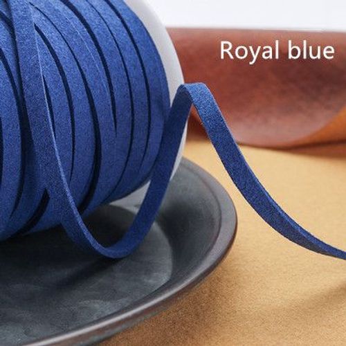Cordon Plat En Faux Daim Tressé En Cuir,5yards,5mm,Pour Ceinture En Velours Coréen Pour La Fabrication De Bijoux,Bricolage,Bracelet Fait À La Main - Type Royal Blue