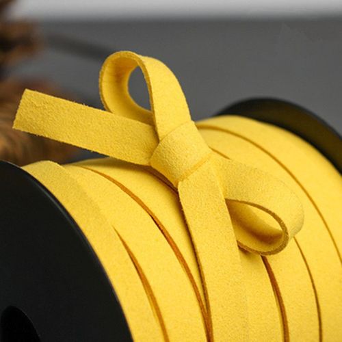 Cordon Plat Tressé En Faux Daim,5yards,10mm,Ceinture En Cuir Velours Coréen Pour La Fabrication De Bijoux,Bricolage,Cordons De Bracelet Faits À La Main - Type 15 Gold Yellow