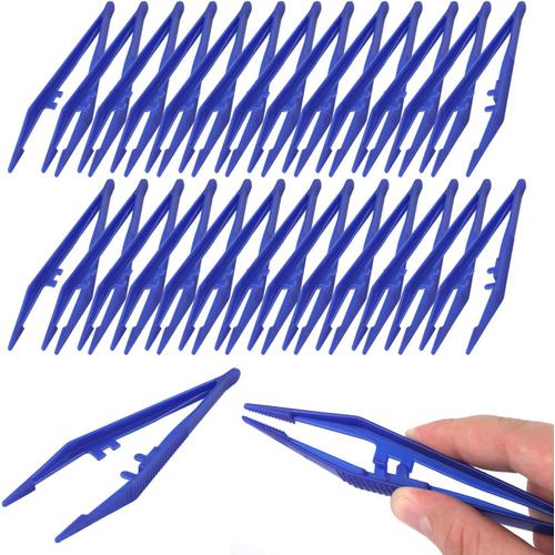 50pcs Pinces En Plastique, Pratiques Pinces Artisanales Pinces En Plastique Pinces De Premiers Secours Outil De Bricolage Pour Enfants Maison École Bricolage Cueillette De Perles (Bleu)