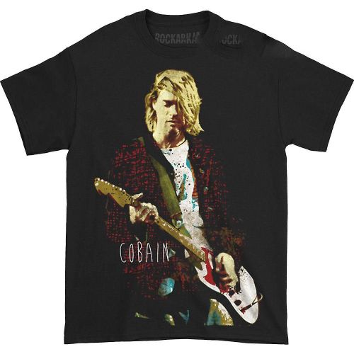 Nirvana Kurt Cobain Red Jacket Guitar Photo Mens T T-Shirt