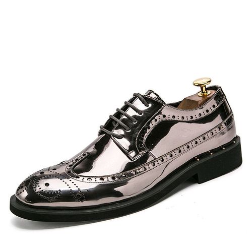 Chaussures Provoqué En Cuir Italien Pour Hommes,Mocassins À Paillettes Dorées,Chaussures Oxford De Mariage,Chaussures Formelles,Mode De Luxe,Marque,46