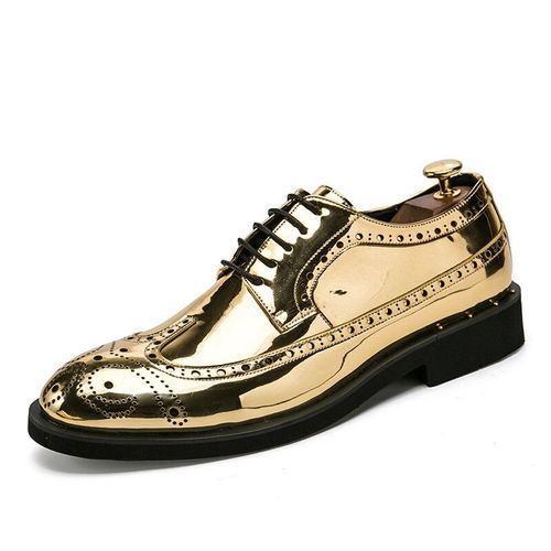 Chaussures Provoqué En Cuir Italien Pour Hommes,Mocassins À Paillettes Dorées,Chaussures Oxford De Mariage,Chaussures Formelles,Mode De Luxe,Marque,46