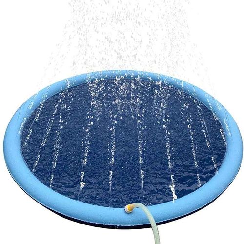 Piscine Gonflable Pour Animaux De Compagnie,150/170cm,Arroseur D'eau,Tapis De Jeu,Polymères De Refroidissement,Fontaine Interactive Extérieure,Jouet Pour Chiens,Été - Type Blue-100x100cm
