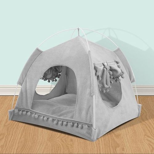 Tente De Lit Pour Animaux De Compagnie,Tipi Général Fermé,Hamac Confortable Avec Sols,Maison Pour Chat,Maison Pour Petit Chien,Produits Pour Animaux De Compagnie,Accessoires - Type Gray-L