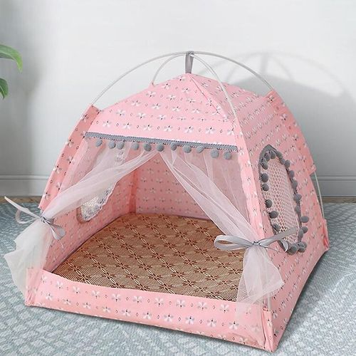 Tente De Lit Pour Animaux De Compagnie,Tipi Général Fermé,Hamac Confortable Avec Sols,Maison Pour Chat,Maison Pour Petit Chien,Produits Pour Animaux De Compagnie,Accessoires - Type Pink Floral-M