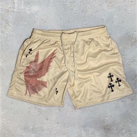 Shorts De Course À Imprimé Croisé Ange Pour Hommes,Vêtements De Sport Décontractés Pour Hommes,Shorts D'entraînement Pour Hommes,Jogging De Fitness,Y2k