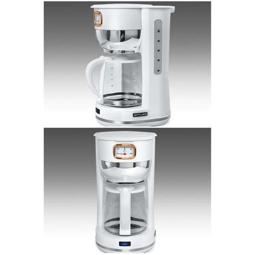 Cafetiere Retro Vintage 1.4 L 10 Tasses 1000w Sans Fil Blanche Dore Poignée Ergonomique