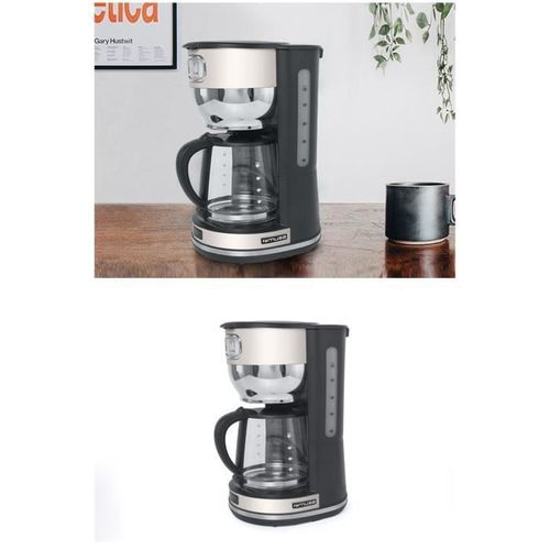 Cafetiere Retro Vintage 1.4 L 10 Tasses 1000w Sans Fil Grise Et Beige Poignée Ergonomique