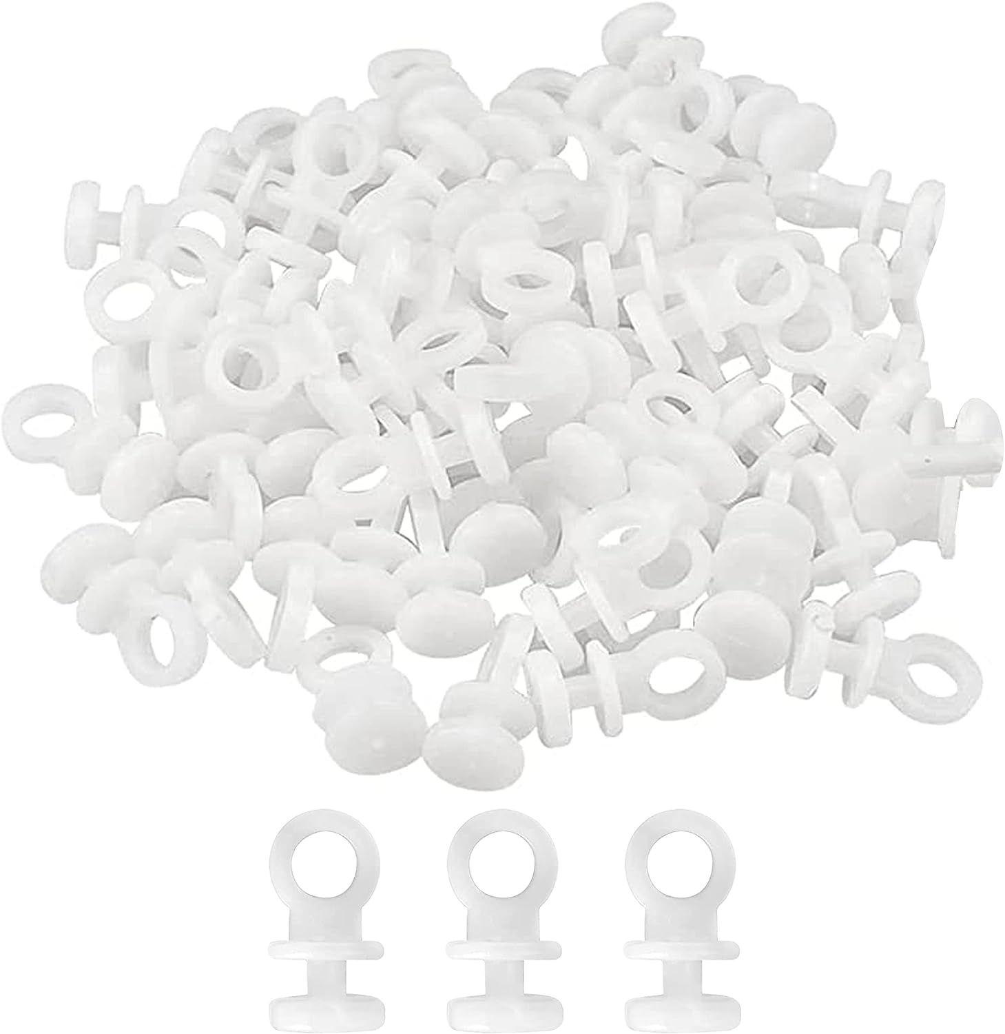 Crochet Rideau Rail, 100 PCS Crochets de Rideau en Plastique Blanc