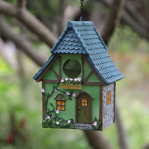 Cabane de jardin en résine adaptée aux petits oiseaux,nichoir extérieur,décoration de jardin,cadeau pour les amoureux - Type Green