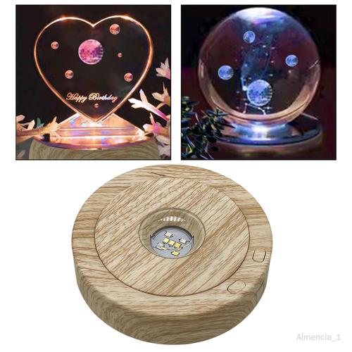 Présentoir rotatif Présentoir rotatif à LED Expositions de modèles 3D avec montres de mariage légères pour cristaux Verre Art Platine tournante bois