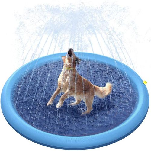 Piscine Gonflable Pour Animaux De Compagnie,100/150/200cm,Tapis D'arrosage,Polymère De Refroidissement,Fontaine Interactive D'extérieur,Jouet Pour Chiens - Type Blue-200cm #A