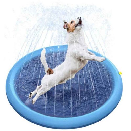 Piscine Gonflable Pour Animaux De Compagnie,100/150/200cm,Tapis D'arrosage,Polymère De Refroidissement,Fontaine Interactive D'extérieur,Jouet Pour Chiens - Type Blue-200cm #B