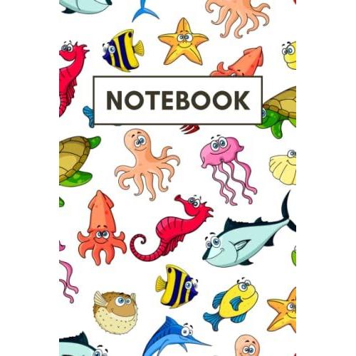 Cute Sea Animals Pattern Wide Ruled Composition Notebook Note Pad For Girls, Teens, Kids, Soft Cover, Medium 6 X 9 Inches, 100 Pages.: For Note-Taking, Office, Home, School, Business And More!