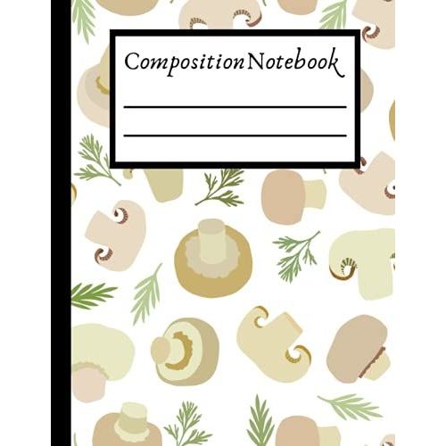 Composition Notebook: Cute Frog Mushroom Hat, Kawaii Cottagecore Aesthetic, College Ruled Notebook, Lined Journal 100 Pages For Kids, Teen Girls