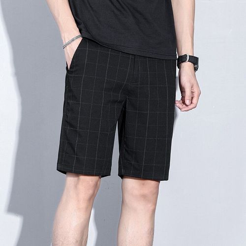 Short À Rayures Fines À Carreaux Pour Hommes,Pantalon Droit Longueur Genou,Short De Plage,Mode Coréenne,Pantalon Gris,Vêtements De Marque Masculine,Été