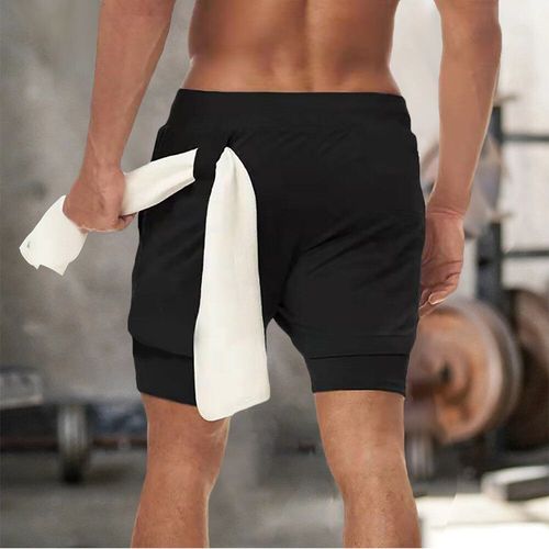 Hommes Fitness Shorts Mode Respirant Deux En Un Double Couche À Séchage Rapide Gymnase Jogging Entraînement Slim Sport Shorts Sportswear