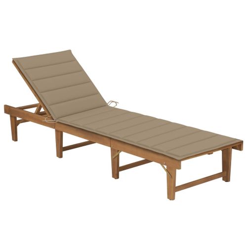 Transat Chaise Longue Bain De Soleil Lit De Jardin Terrasse Meuble D'extérieur Pliable Avec Coussin Bois D'acacia Solide Helloshop26 02_0012841