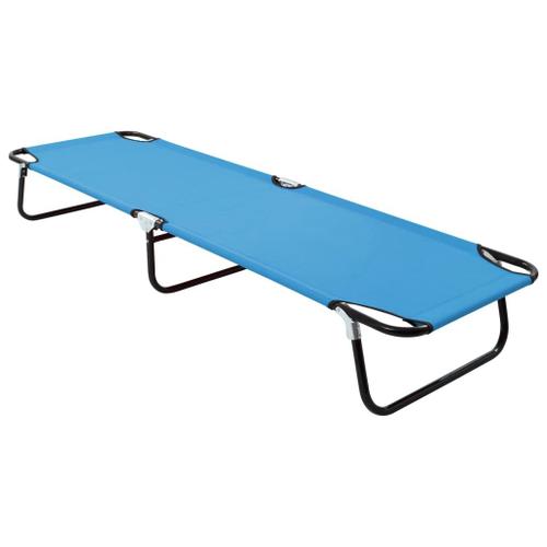 Lit De Camp Camping Pliable Meuble D'extérieur Pliable Acier Bleu Turquoise Helloshop26 02_0012795