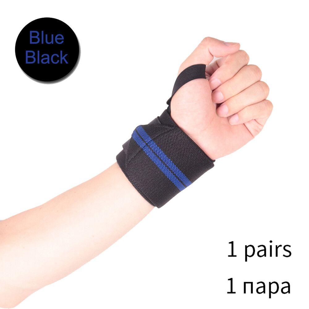 bracelet de poignet en Nylon,1 paire,bandes élastiques,levage de  poids,poignée respirante,sangles de Support d'haltères - Type BlueBlack