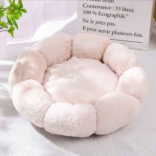Lit De Sommeil Confortable Pour Animaux De Compagnie,En Forme De Fleur Unique Pour Une Utilisation Intérieure Et Extérieure,Polymères Pour Chiens,Lits Pour Grands Chiens - Type Beige-40cm