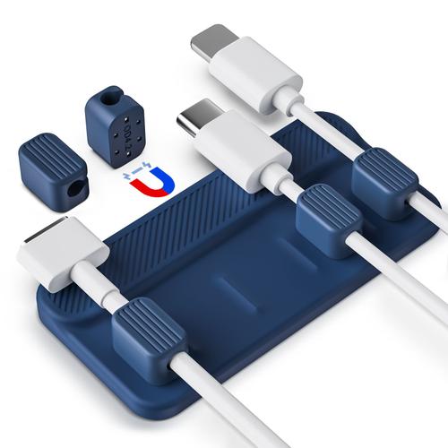 Gestion des câbles, support de câble magnétique Attaches de câble USB de  bureau 5 clips pour câble Lightning,KI
