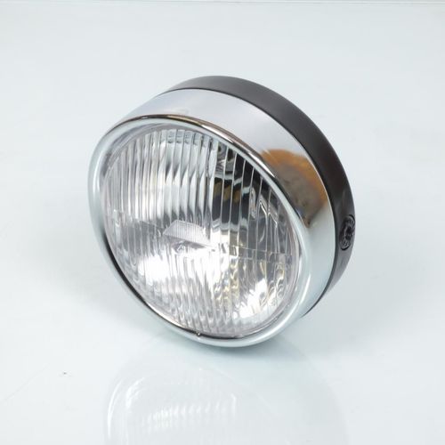 Phare Avant Rond Noir Guia Ø140 Pour Mobylette Mbk 51 Avec Casquette + Interrupteur