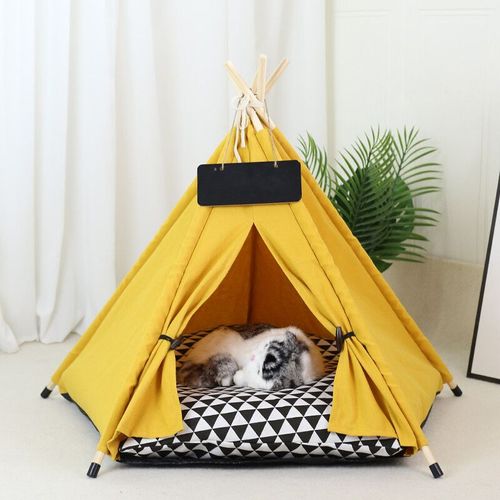 Tente Pour Animaux De Compagnie Portable Et Lavable,Lits D'intérieur Pour Chiots Et Chats,Lit Tipi Pour Petits Chiens Et Lapins - Type Sunuy Jaune-S-4-Corner Tent