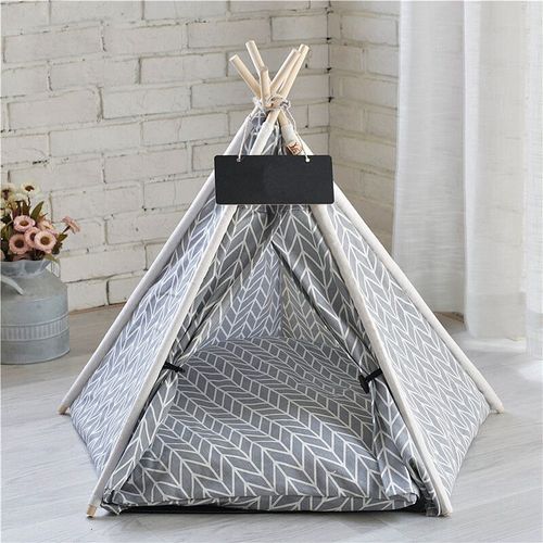Tente Pour Animaux De Compagnie Portable Et Lavable,Lits D'intérieur Pour Chiots Et Chats,Lit Tipi Pour Petits Chiens Et Lapins - Type Gray-Linen-M-5-Corner Tent