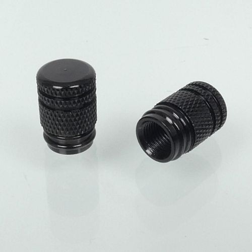 Bouchon De Valve Bike It Round Moleté Aluminium Anodisé Noir Pour Moto Auto Neuf